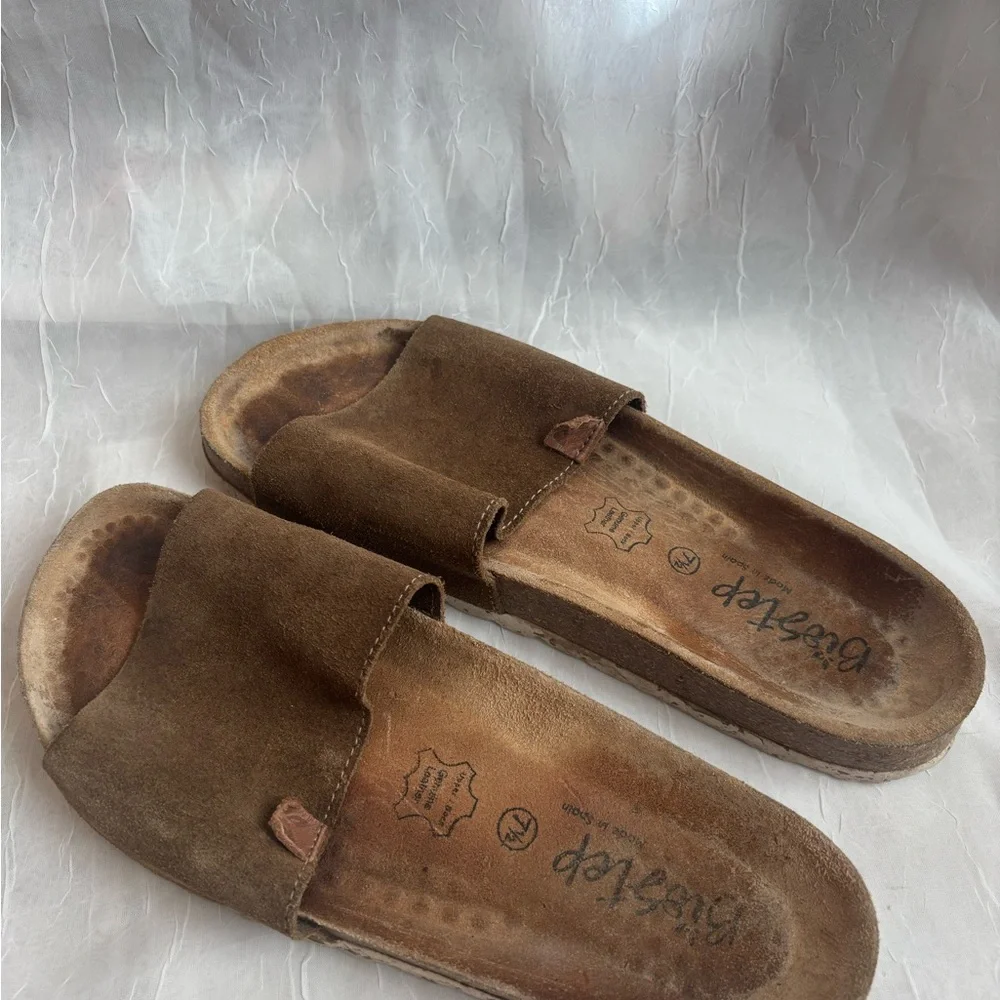 Brown Suede Leather Women's Sandals - Picture 2 of 3